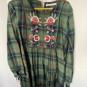 Zara tartan/plaid dress with embroidery